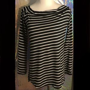 Striped bell sleeved off the shoulder top